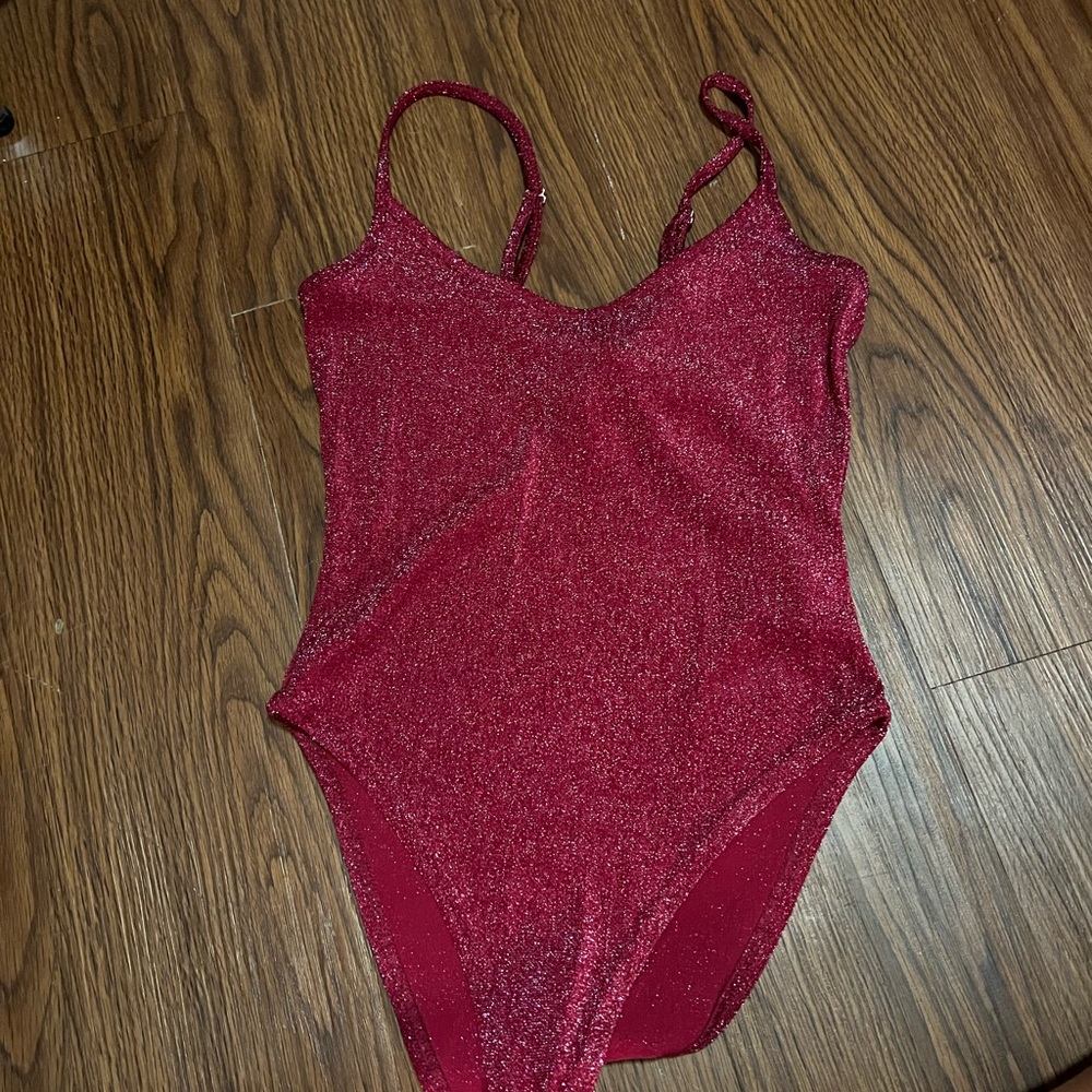 red sparkly forever 21 bodysuit. size small
